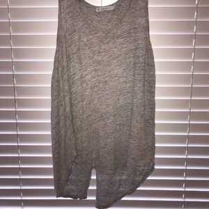 100% Linen Gray Slit Back Tank
